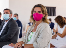 La vicepresidenta tercera del Gobierno de España y ministra para la Transición Ecológica y el Reto Demográfico, Teresa Ribera, a su llegada a la jornada